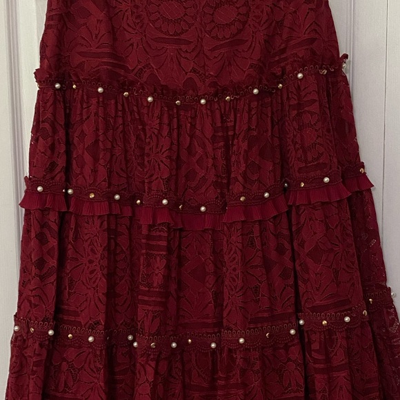 NWT JONATHON SIMKHAI Pearl lace Western Skirt Cabernet RUNWAY Coastal Cowgirl 6 - Picture 6 of 13